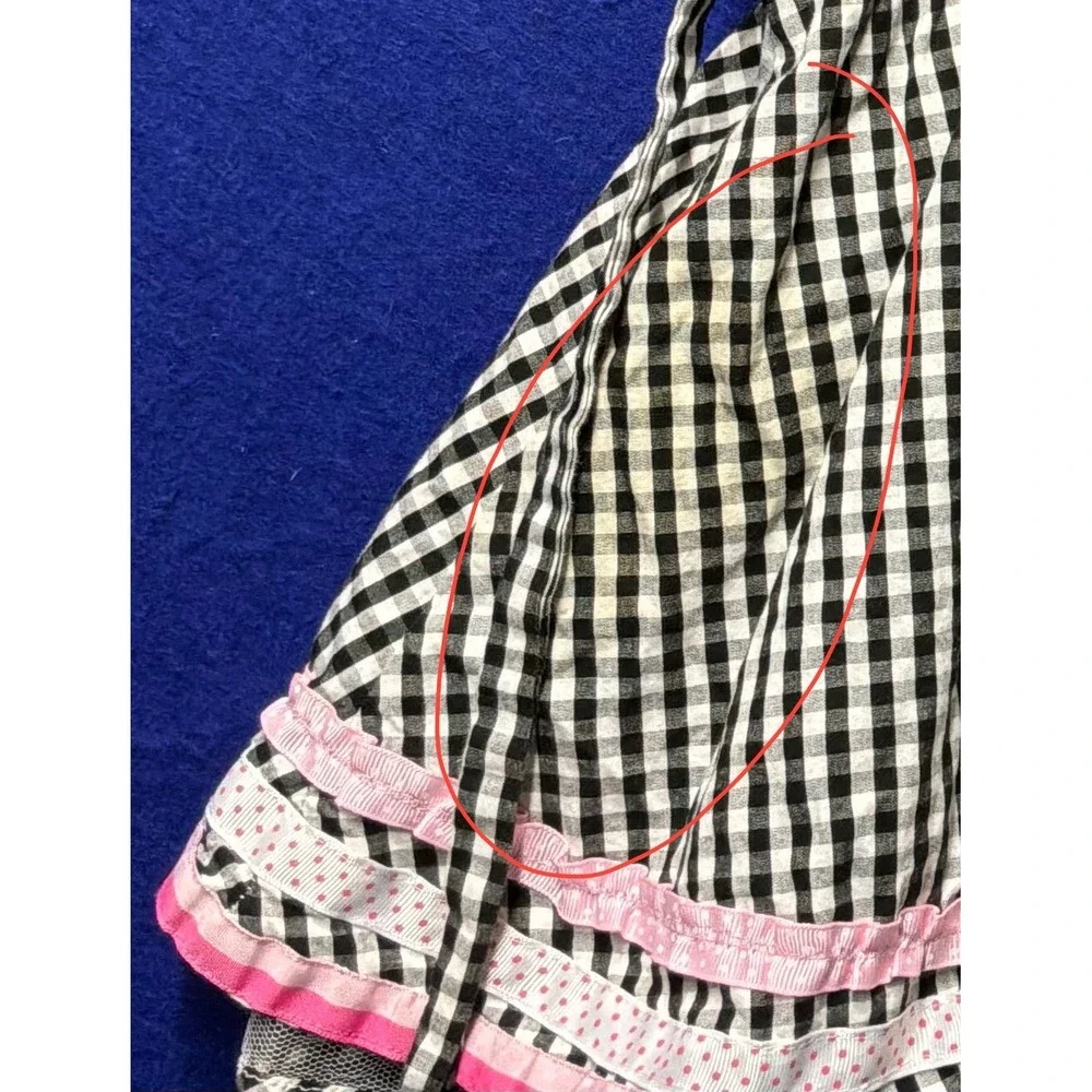 Cottagecore Toddler Nannette Girl Gingham Ruffle‎ Bow Dress 2T Black Pink